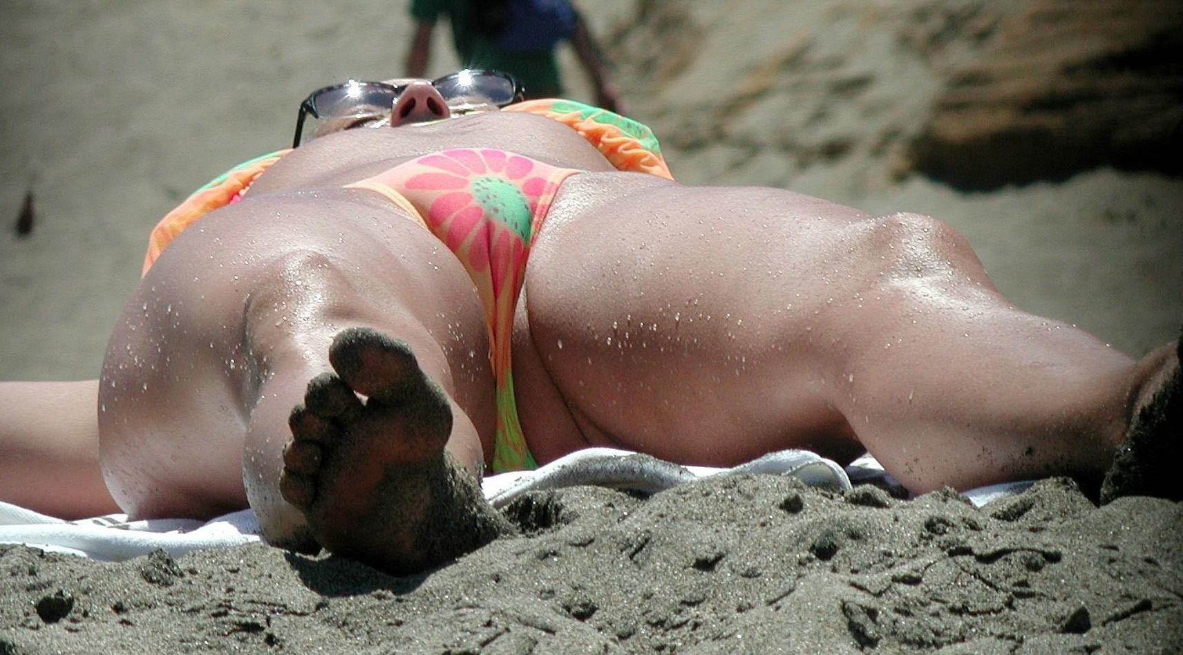 Camel toes at beach